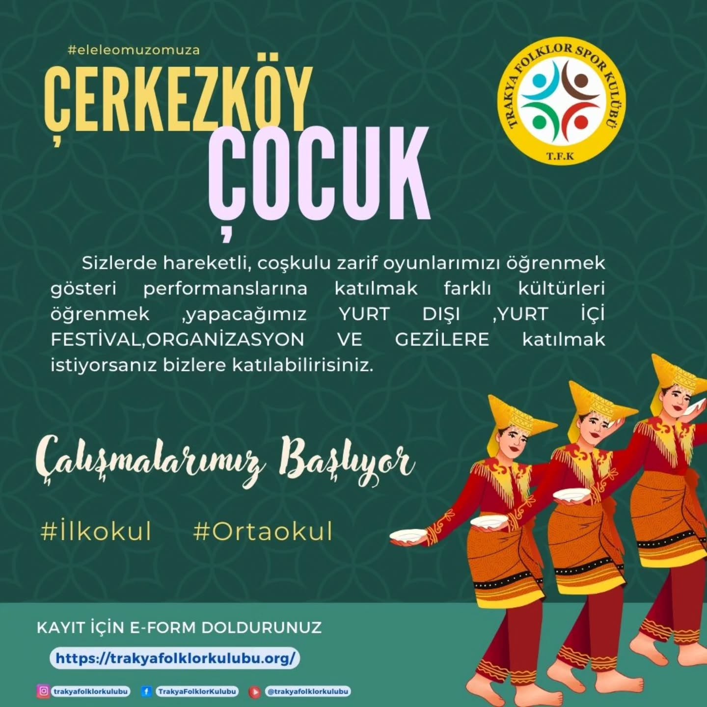 Çerkezköy’de Çocuk Halkoyunları Çalışmaları Başlıyor!