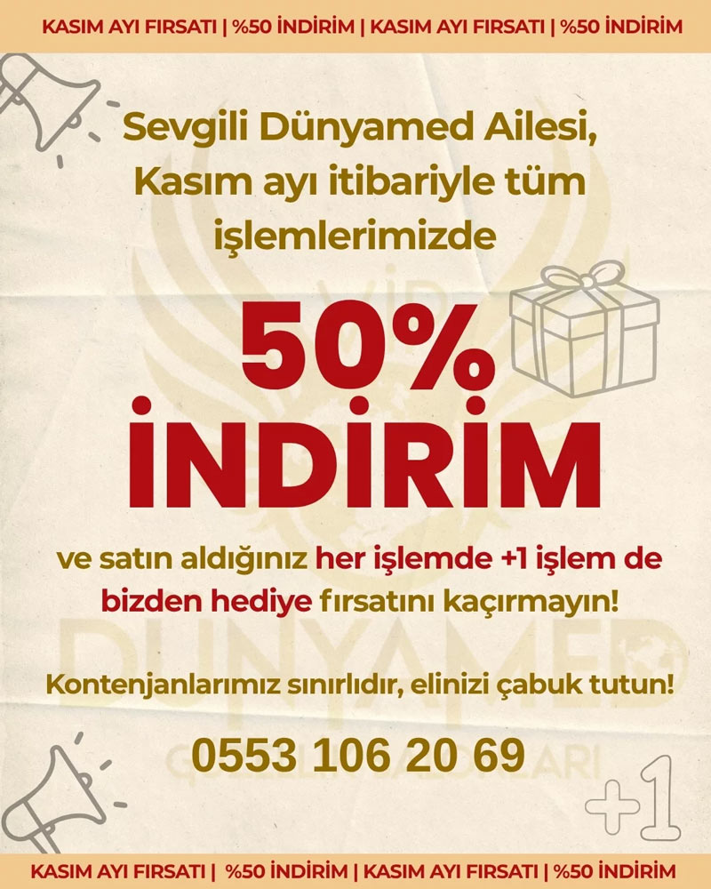 Kasım Ayı Fırsatı %50 İndirim